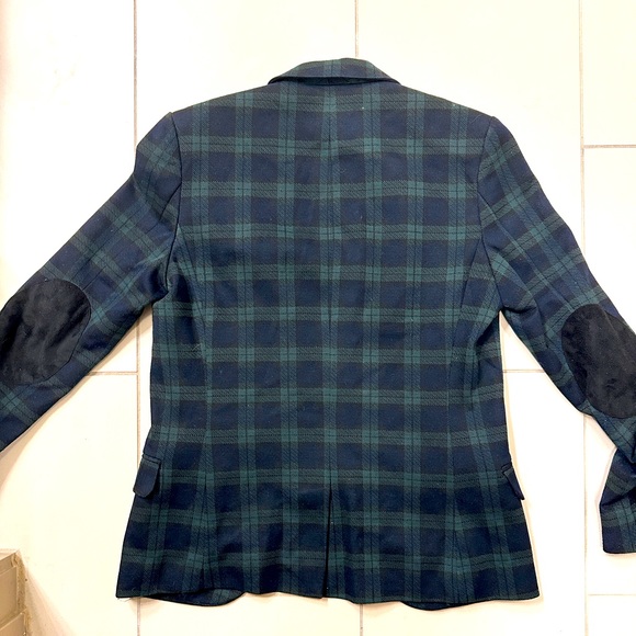Zara Tartan Plaid Blackwatch Blazer Jacket With Elbow Pads - Picture 2 of 2